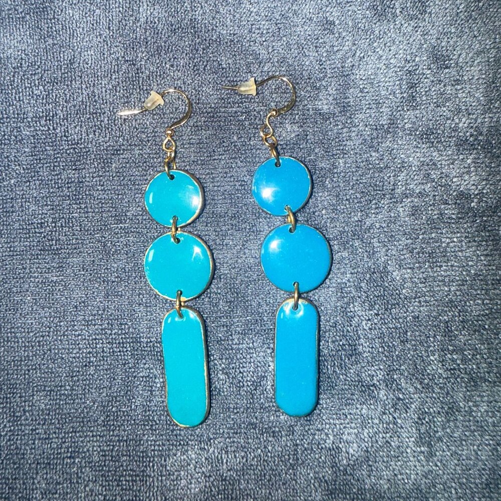 NWOT Blue & Brass Fashion Earrings